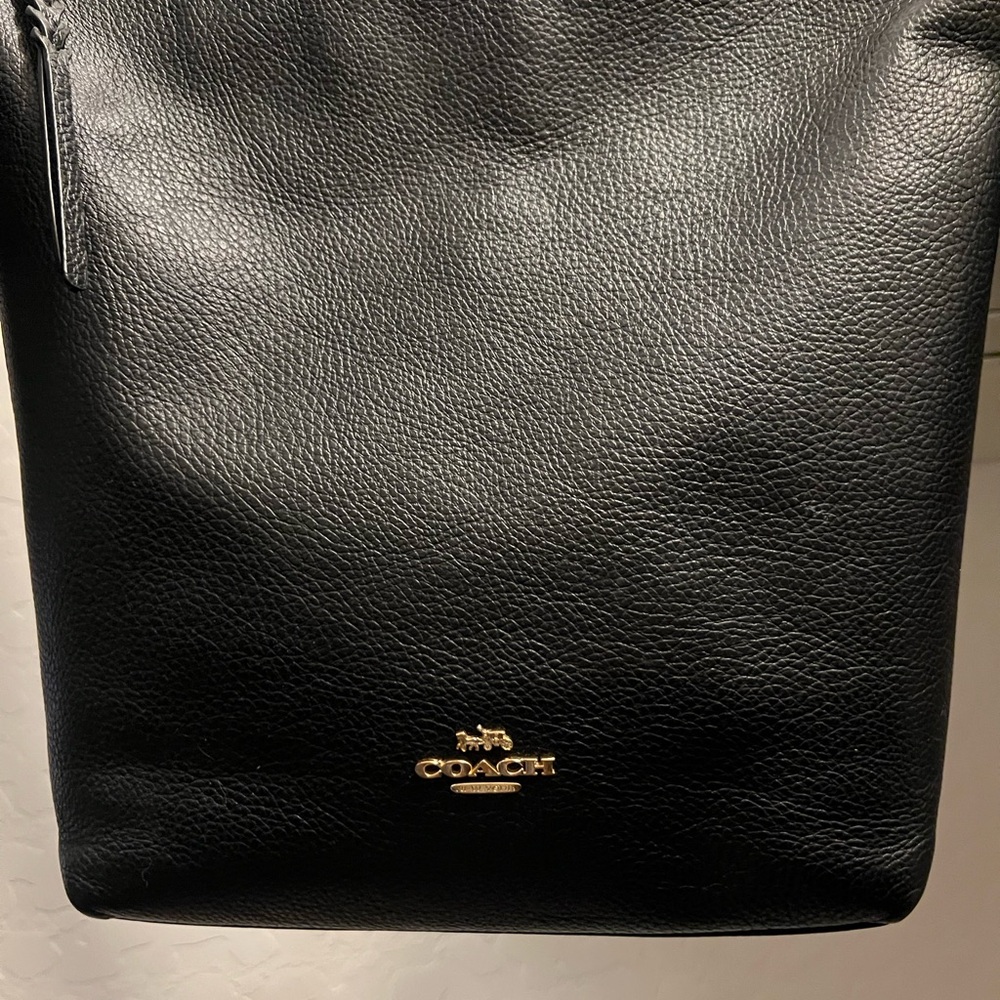 Coach Black Leather Shoulder Bucket Bag with Gold Hardware - Picture 2 of 5